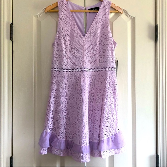 NWT Lulu’s | Violet Lace Ruffle Mini Dress - Picture 1 of 7